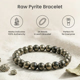 Zaviraa Raw Pyrite Bracelet for Wealth & Protection | Natural Pyrite Stone Beaded Bracelet