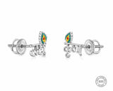 Zaviraa 925 Sterling Silver Radhe Krishna Stud Earrings for Women | Krishna Morpankh Design | Pure Chandi Spiritual Jewellery