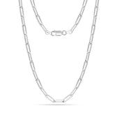 925 Sterling Silver Italian Paperclip Link Chain Necklace – 3mm / 3.5mm / 4.5mm Minimalist Chain for Women & Men | Zaviraa