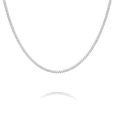 925 Sterling Silver Curb Chain Necklace – Classic Flat Link Silver Chain for Women & Men | Zaviraa