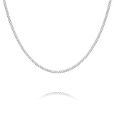 925 Sterling Silver Curb Chain Necklace – Classic Flat Link Silver Chain for Women & Men | Zaviraa