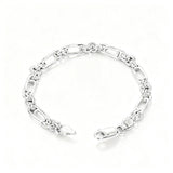 925 Sterling Silver Alternating Hollow Oval Link Bracelet for Men