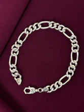 925 Sterling Silver Figaro Hollow Chain Bracelet for Men