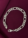 925 Sterling Silver Figaro Hollow Chain Bracelet for Men