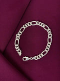 925 Sterling Silver Figaro Hollow Chain Bracelet for Men