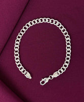 925 Sterling Silver Classic Round Cable Hollow Chain Bracelet for Men