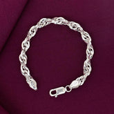 925 Sterling Silver Classic Rope Hollow Chain Bracelet for Men