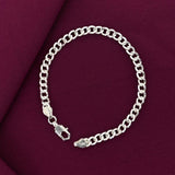 925 Sterling Silver Classic Cable Hollow Chain Bracelet for Men