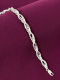 925 Sterling Silver Braided Hollow Oval Link Bracelet for Men