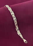 925 Sterling Silver Heavy Rectangular Link Chain Hollow Bracelet for Men