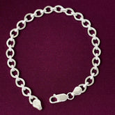 925 Sterling Silver Classic Round Link Chain Hollow Bracelet for Men