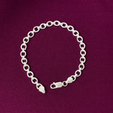 925 Sterling Silver Classic Round Link Chain Hollow Bracelet for Men