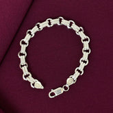 Sterling Silver Textured Hollow Bar Link Bracelet for Men
