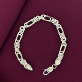 925 Sterling Silver Alternating Hollow Oval Link Bracelet for Men
