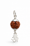 Zaviraa 925 Sterling Silver Rudraksha Om Pendant (8.5MM) | Natural Rudraksh with Dual Silver Caps & ॐ Charm | Pure Chandi Spiritual Jewellery | Pendant & Chain Options