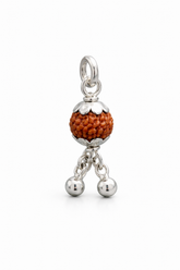 Zaviraa 925 Sterling Silver Rudraksha Pendant (6MM) with Dual Ghughri | Natural Rudraksh with Silver Caps | Pure Chandi Spiritual Jewellery | Pendant & Chain Options