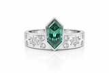 Zaviraa 2.00 CT Blue Green Dutch Marquise Moissanite Engagement Ring for Women – 925 Sterling Silver Bezel Set Starburst Thick Band | Unique Statement Proposal Ring