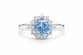 Zaviraa Cushion Cut Aquamarine Halo Engagement Ring for Women – 925 Sterling Silver Vintage Victorian Art Deco Ring with Moissanite Accents