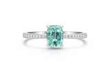 Zaviraa Cyan Blue Old Mine Cushion Cut Moissanite Engagement Ring for Women β 925 Sterling Silver Solitaire Ring with Pave Band | Vintage Proposal Ring