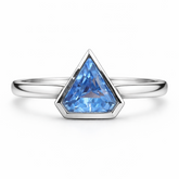 Zaviraa 6.00 CT Triangle Cut Aquamarine Engagement Ring for Women – 925 Sterling Silver Bezel Set Solitaire Ring | March Birthstone Proposal Ring