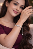 925 Sterling Silver Floral CZ Bracelet for Women