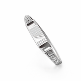 925 Sterling Silver Designer Kada for Men | Stone Studded Geometric Pattern Bracelet