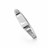 925 Sterling Silver Designer Kada for Men | Stone Studded Geometric Pattern Bracelet