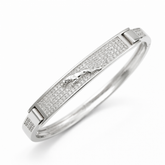 925 Sterling Silver CZ Designer Kada for Men | Premium Silver Bracelet