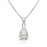 Zaviraa 925 Sterling Silver Serene Lord Buddha Pendant with Adjustable Box Chain