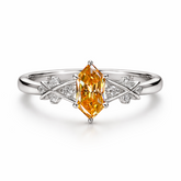 Zaviraa 925 Sterling Silver Champagne Moissanite Marquise Engagement Ring for Women – Twig Design Proposal Ring | Luxury Bridal Statement