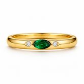 Zaviraa 925 Sterling Silver Gold Plated Green Moissanite Dome Ring for Women – East West Oval Emerald Look Statement Ring | Minimal Luxury Band