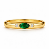 Zaviraa 925 Sterling Silver Gold Plated Green Moissanite Dome Ring for Women – East West Oval Emerald Look Statement Ring | Minimal Luxury Band