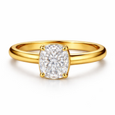 Zaviraa 2.50 CT Cushion Cut Moissanite Engagement Ring for Women – 925 Sterling Silver Yellow Gold Finish Vintage Georgian Style Thick Band Proposal Ring
