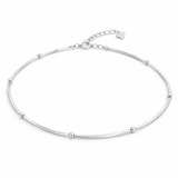 925 Sterling Silver Minimal Beaded Anklet for Women