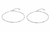 925 Sterling Silver Minimal Beaded Anklet for Women