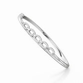 Sterling Silver Oval Link CZ Designer Bracelet Kada for Women