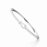 Sterling Silver Cross Detail CZ Designer Bracelet Kada for Women