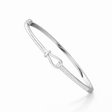 Sterling Silver Cross Detail CZ Designer Bracelet Kada for Women