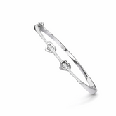 Sterling Silver Double Heart CZ Designer Bracelet Kada for Women
