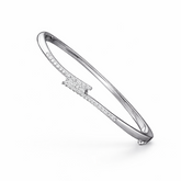 Sterling Silver Sparkle Star CZ Designer Bracelet Kada for Women