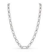 Men’s 925 Sterling Silver Long Rectangular Link Chain | Minimal Silver Chain