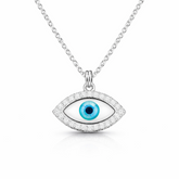 925 Sterling Silver CZ Evil Eye Pendant Necklace for Women