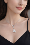 925 Sterling Silver Guitar Pendant Necklace with Chain for Women