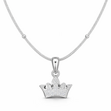 925 Sterling Silver Crown Pendant Necklace with Chain for Women
