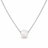 Zaviraa 925 Sterling Silver Single Pearl Pendant Necklace for Women | Minimal Design