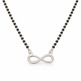 925 Sterling Silver Cz Diamond Infinity Mangalsutra with Black Bead Chain
