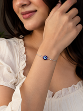 Silver Evil Eye Bracelet | PURE 925 Silver Minimal Evil Eye Bracelets for Womens | Zaviraa