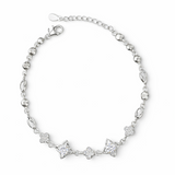 925 Sterling Silver Star & Floral CZ Bracelet for Women
