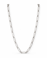 Men’s 925 Sterling Silver Elongated Link Chain | Modern Rectangular Silver Chain for Men