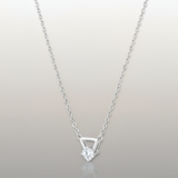 925 Sterling Silver Triangle Solitaire Pendant Necklace with Chain for Women